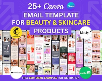 25+ Canva Email Template for Skincare Products Beauty Brands Email Marketing Campaign Flodesk Klaviyo Mailchimp Newsletter Email Automation