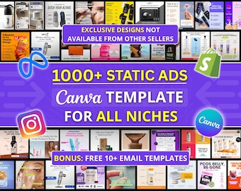 ニッチなメタ広告やInstagramメディアバイイング、有料広告デザイン、ソーシャルメディアマーケティングクリエイティブなど、あらゆるニーズに対応する1000種類以上のFacebook静止広告Canvaテンプレート