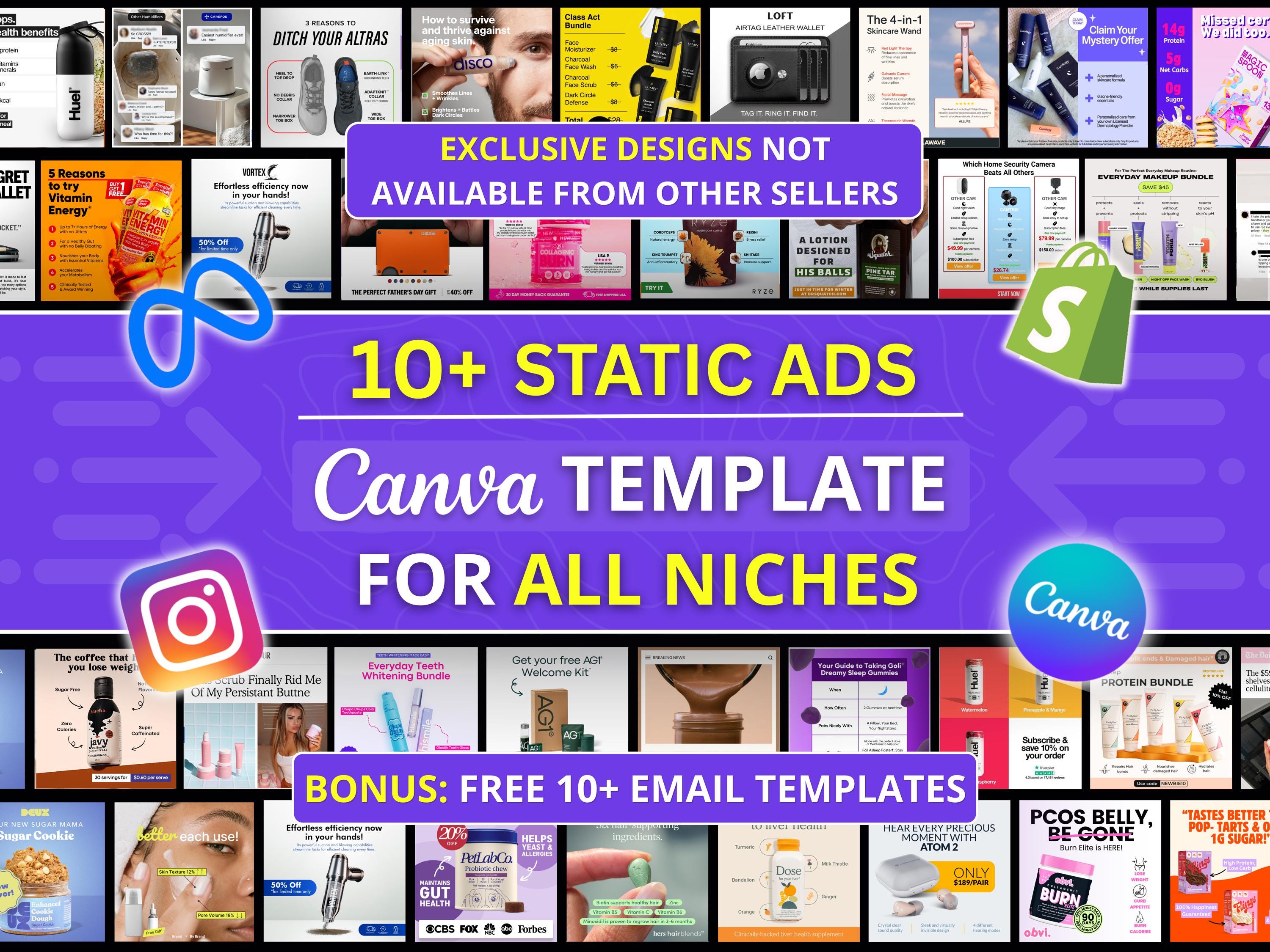 10+ Facebook Static Ad Canva Template for All Niches Meta & Instagram ...