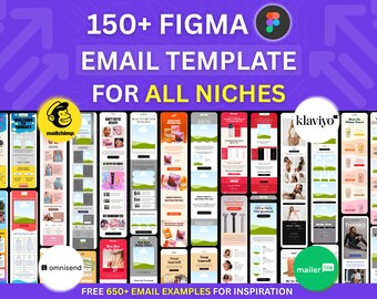 150種類以上のメールテンプレート（Figma、あらゆるニッチ向け） メールマーケティングキャンペーン Eコマースブランド Flodesk Klaviyo Mailchimp ニュースレター メール自動化フロー