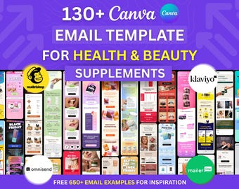 130種類以上のCanvaメールテンプレート（健康・美容サプリメントメールマーケティングキャンペーン用） Flodesk Klaviyo Mailchimp ニュースレター メール自動化フロー