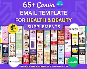 65+ Canva Email Template for Health & Beauty Supplement Email Marketing Campaign Flodesk Klaviyo Mailchimp Newsletter Email Automation Flow