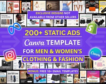 200種類以上のFacebook静止広告Canvaテンプレート（メンズ＆レディースアパレル、ファッション、メタメディアバイイング、デザイン、アパレル、ソーシャルメディアマーケティング、クリエイティブ）