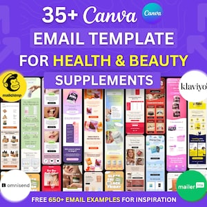 35+ Canva e-postmallar för e-postmarknadsföringskampanjer för hälsa och skönhet Flodesk Klaviyo Mailchimp nyhetsbrev E-postautomatiseringsflöde
