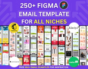 Más de 250 plantillas de correo electrónico Figma para todos los nichos Campaña de marketing por correo electrónico Comercio electrónico Marca Flodesk Klaviyo Mailchimp Boletín informativo Automatización de correo electrónico Flujo