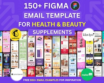 150+ Figma Email Template for Health & Beauty Supplement Email Marketing Campaign Flodesk Klaviyo Mailchimp Newsletter Email Automation Flow