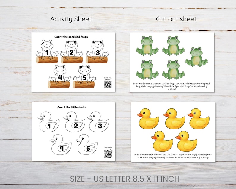 Counting and Matching Printable for Toddlers Frog and Duck Number ...