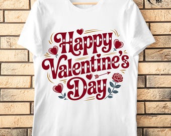 Retro Valentine’s Day PNG, Vintage Happy Valentine Shirt Design, 70s Groovy Sublimation, Distressed Heart Clip Art, Old Rose Digital File