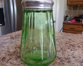 Vintage Jeannette Green Depression Glass Sugar Shaker