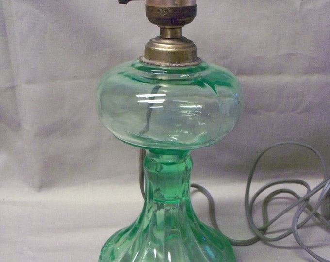 Vintage Green Depression Glass Oil Lamp Converted to Electric Etsy