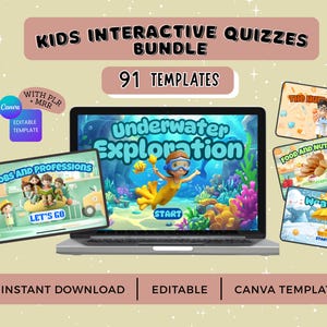 Interaktiva frågesportspel för barn | 91 Canva-mallar med återförsäljningsrättigheter