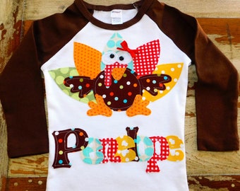 Girls Silly Turkey Shirt, Personalized Turkey Shirt, Thanksgiving Shirt,  Long Sleeved Personalized Turkey Shirt, Size 6-12m to 12yrs