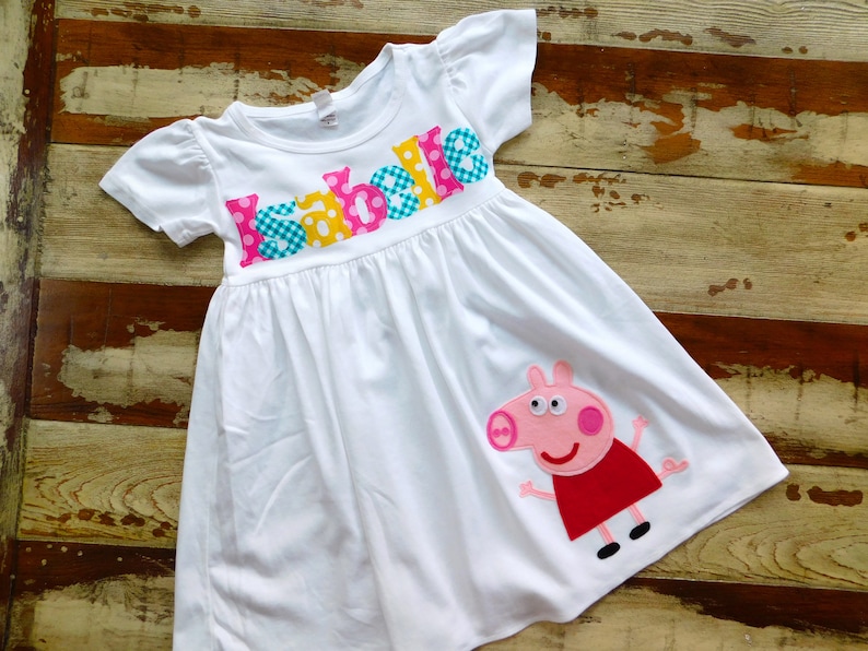 Peppa Pig Birthday, Peppa Pig Personalized Dress, 4 Dress Colors, Long, Short Sleeved or Sleeveless, 3-6m to 8yrs, Peppa and George Birthday afbeelding 1