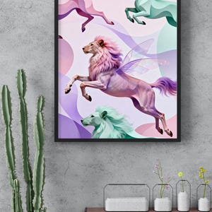 Arte abstracto de animales para pared, póster minimalista moderno, decoración con estética pastel, descarga digital.