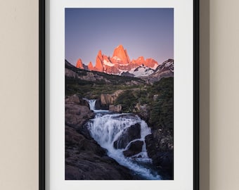 Patagonia Photo Poster: Burning Sunrise Fitz Roy, Argentina I Fine Art Print