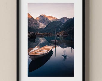 Norway Photo Poster: Peaceful sunset at Bondhusvatnet I Fine Art Print