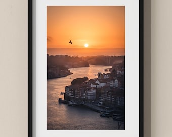 Portugal Photo Poster: Sunset in Porto I Fine Art Print