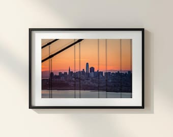 San Francisco Photo Poster: Skyline framed by Golden Gate Bridge, California I Fine Art Print