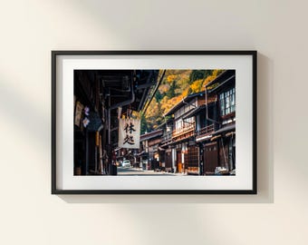 Japan Photo Poster: Morning in Narai-juku, Japanese Alps I Fine Art Print
