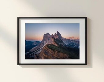 Italy Photo Poster: Sunset at Seceda, Dolomites I Fine Art Print