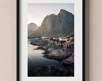 Norway Photo Poster: Red Cabins in Lofoten I Fine Art Print