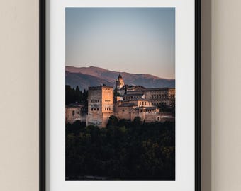 Spain Photo Poster: Sunset at Alhambra, Granada I Fine Art Print