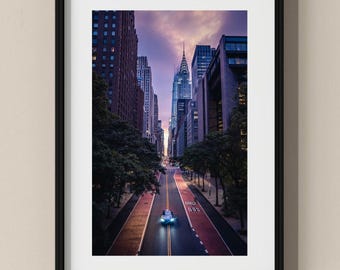 NYC Photo Poster: Sunset on Crysler Building, New York City I Fine Art Print