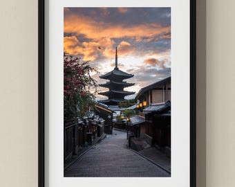Japan Photo Poster: Yasaka Pagoda at sunset, Kyoto I Fine Art Print