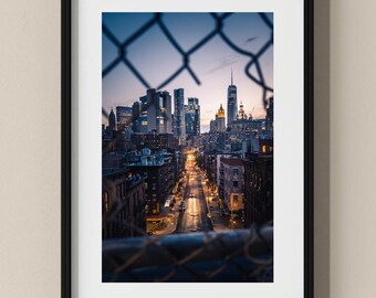 NYC Photo Poster: Sunset from Manhattan Bridge, New York City I Fine Art Print