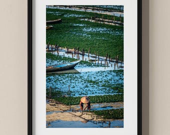 Indonesia Photo Poster: Local Seaweed farmer on Nusa Lembongan I Fine Art Print