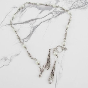 Brighton Silver Tone Beaded Toggle Necklace with Drop Charms image 3