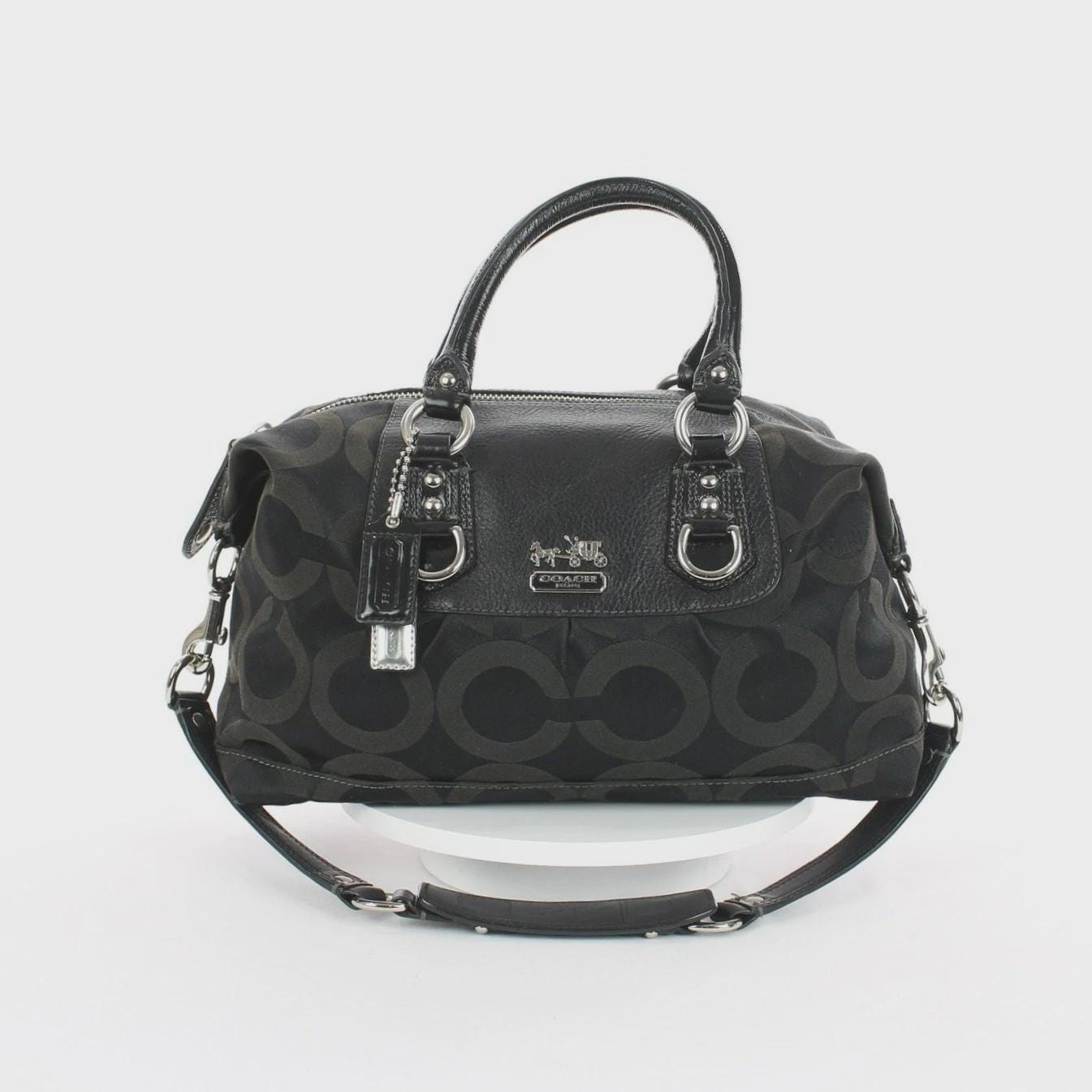 バッグ Y2K Coach Op Art Signature Madison bag Coach Y2K Madison Op Art Black Signature Bag - Etsy