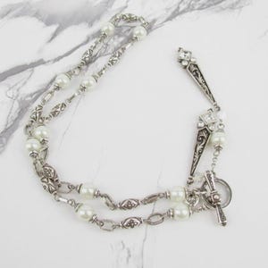 Brighton Silver Tone Beaded Toggle Necklace with Drop Charms image 6