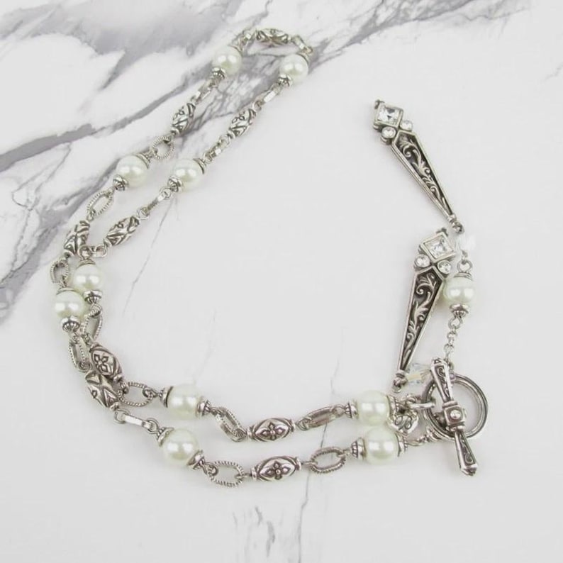 Brighton Silver Tone Beaded Toggle Necklace with Drop Charms image 6