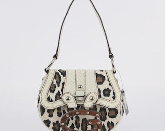 NWT GUESS Y2K Leopard Print Faux Snakeskin Baguette Bag