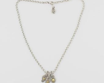 Brighton Silver Tone Charm Necklace Mixed Metal Southwest Boho Pendant