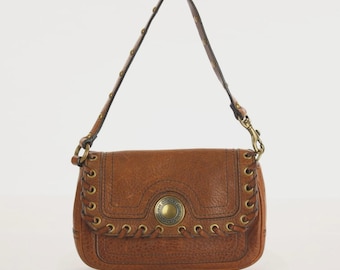Coach Chelsea Abby Tobacco Brown Whipstitch Studded Leather Bag