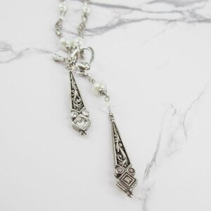 Brighton Silver Tone Beaded Toggle Necklace with Drop Charms image 4
