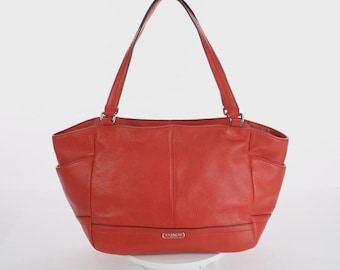 Coach Park Leather Carrie Red Tote Shoulder Bag