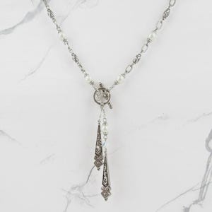 Brighton Silver Tone Beaded Toggle Necklace with Drop Charms image 2