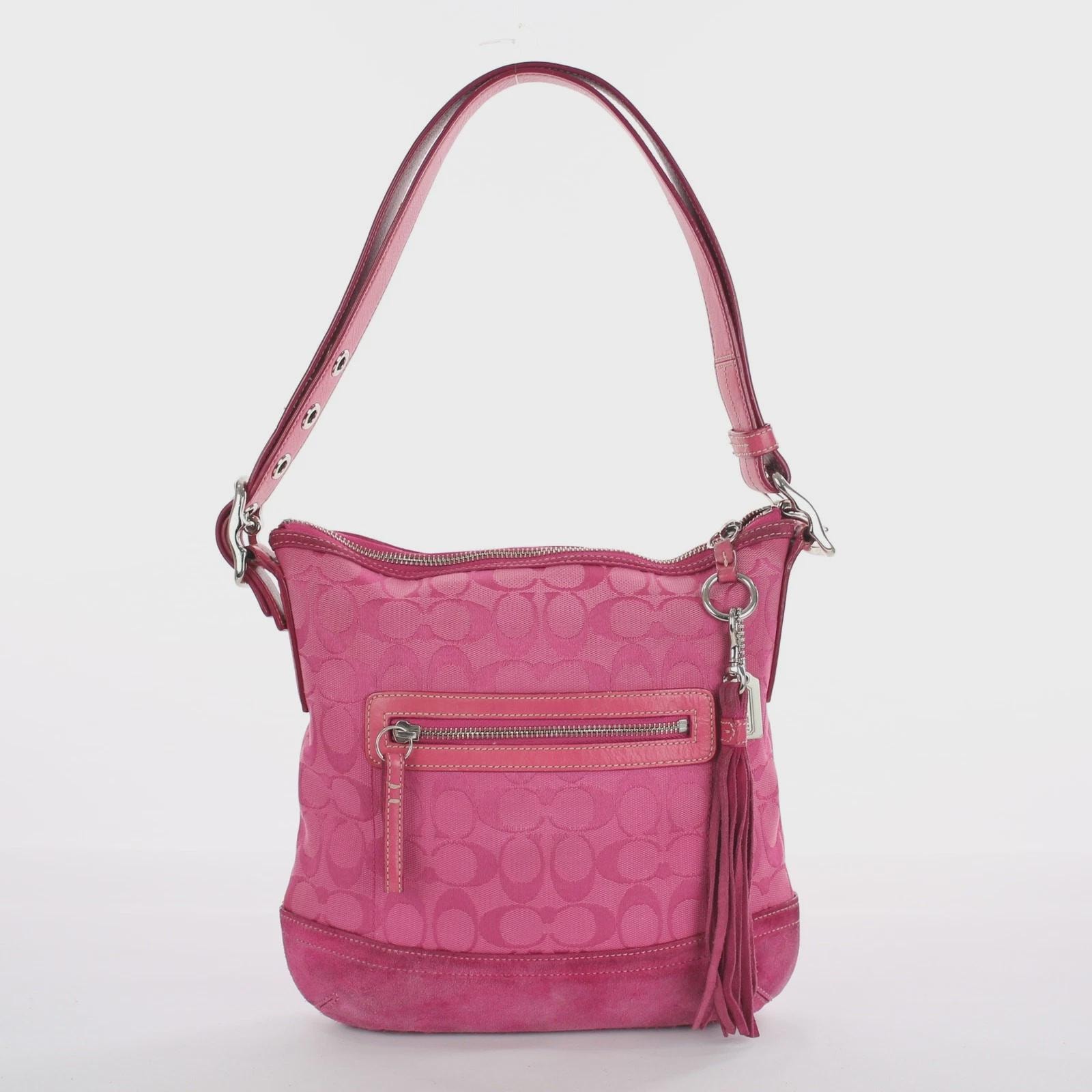 Coach Vintage Y2K Hamptons Signature Jacquard Hot Pink Suede 