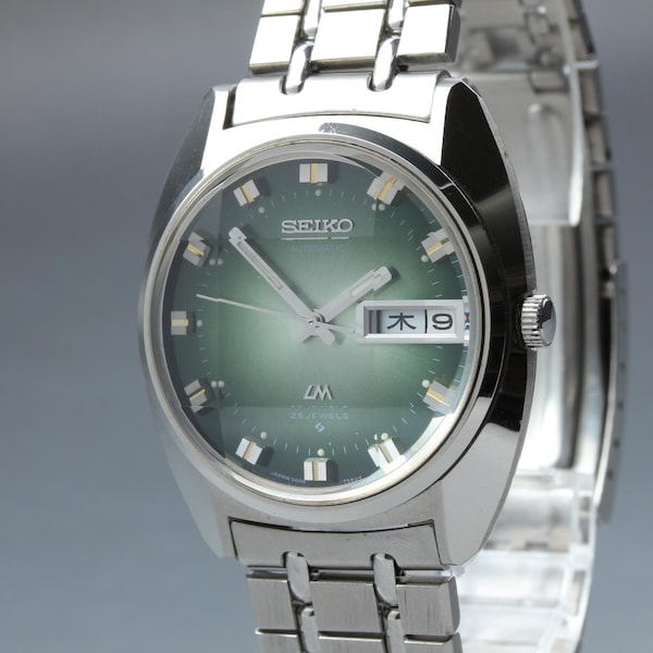 Relógio masculino vintage SEIKO Lord Matic 5606-7230 com vidro lapidado verde, fabricado no Japão, em estado impecável (N MINT) #5887