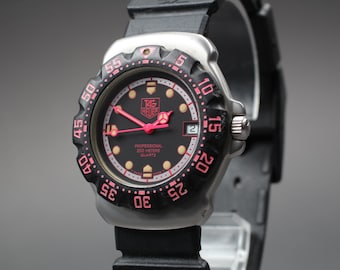 Vintage TAG HEUER Formula 1 WA1217 Schwarz-Pink 34mm Quarz Herrenuhr aus Japan #5725