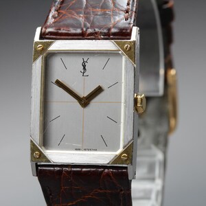 Saint Laurent Watch White Dial Rectangular Leather Saint Laurent Watch - Etsy New Zealand main image 3