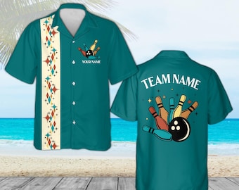Retro Vintage-inspired Men's Bowling Shirt, 1950s/60s Style