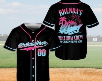 Custom Birthday Cruise Baseball Jersey, Personalized Birthday Crew Cruise Trip Shirt, Matching Family Vacation Shirts