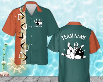 Retro Vintage-inspired Men's Bowling Shirt, 1950s/60s Style
