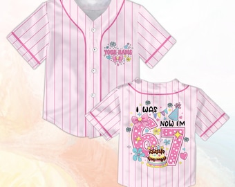 Aesthetic 67 Birthday Baseball Jersey for Kids, Custom Name Birthday Outfit, I Was 6 Now I’m 7 Shirt, Cute Party Gift For Toodler, Bday Gift