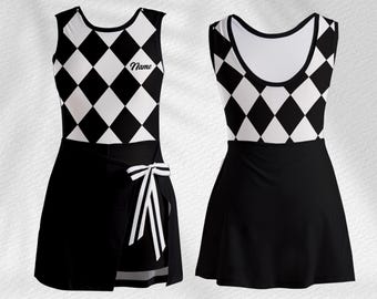 Regalo de tenis personalizado, vestido de golf con nombre personalizado, conjunto de pickleball para niñas, ropa deportiva de alto rendimiento, vestido deportivo con estampado de arlequín.