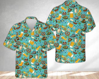 Oktoberfest Hawaiian Shirt, Beer Lover Gift, Bavarian Festival Button Down, Prost German Beer Shirt, Summer Beach Party Wear, Unisex Top